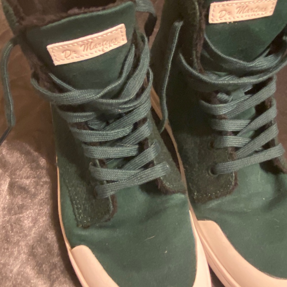 Green fur lined dr martens
